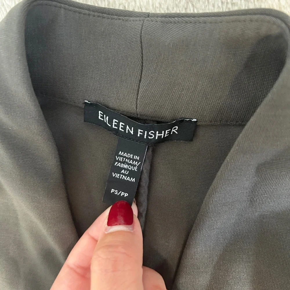 Eileen Fisher PS Grey Tencel Lyocell Blend Open Front Pocket Cardigan Blazer - Picture 4 of 8